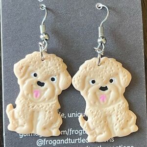 Golden doodle dangle earrings